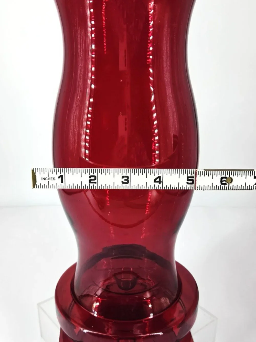 Fenton VTG 1980s Holiday Designs Ruby Red Glass 2 Piece Hurricane Candle Holder